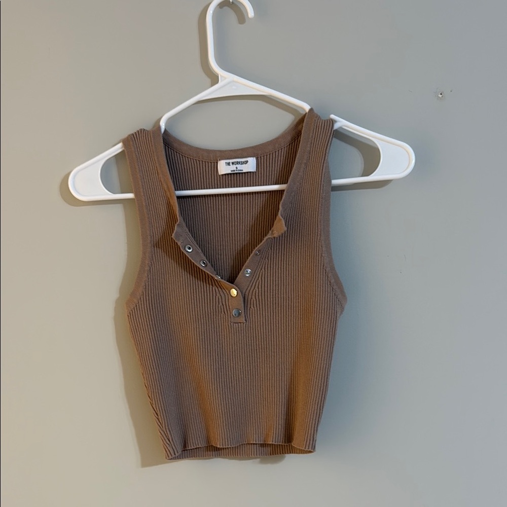 Women's Brown Ribbed Tank Top